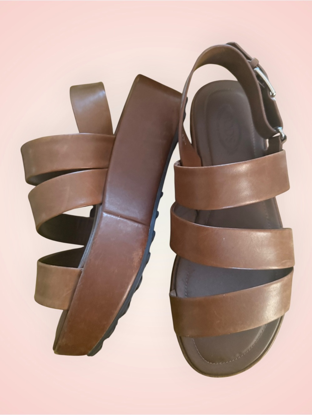 TODS Women's Brown Strappy Comfort Sandals